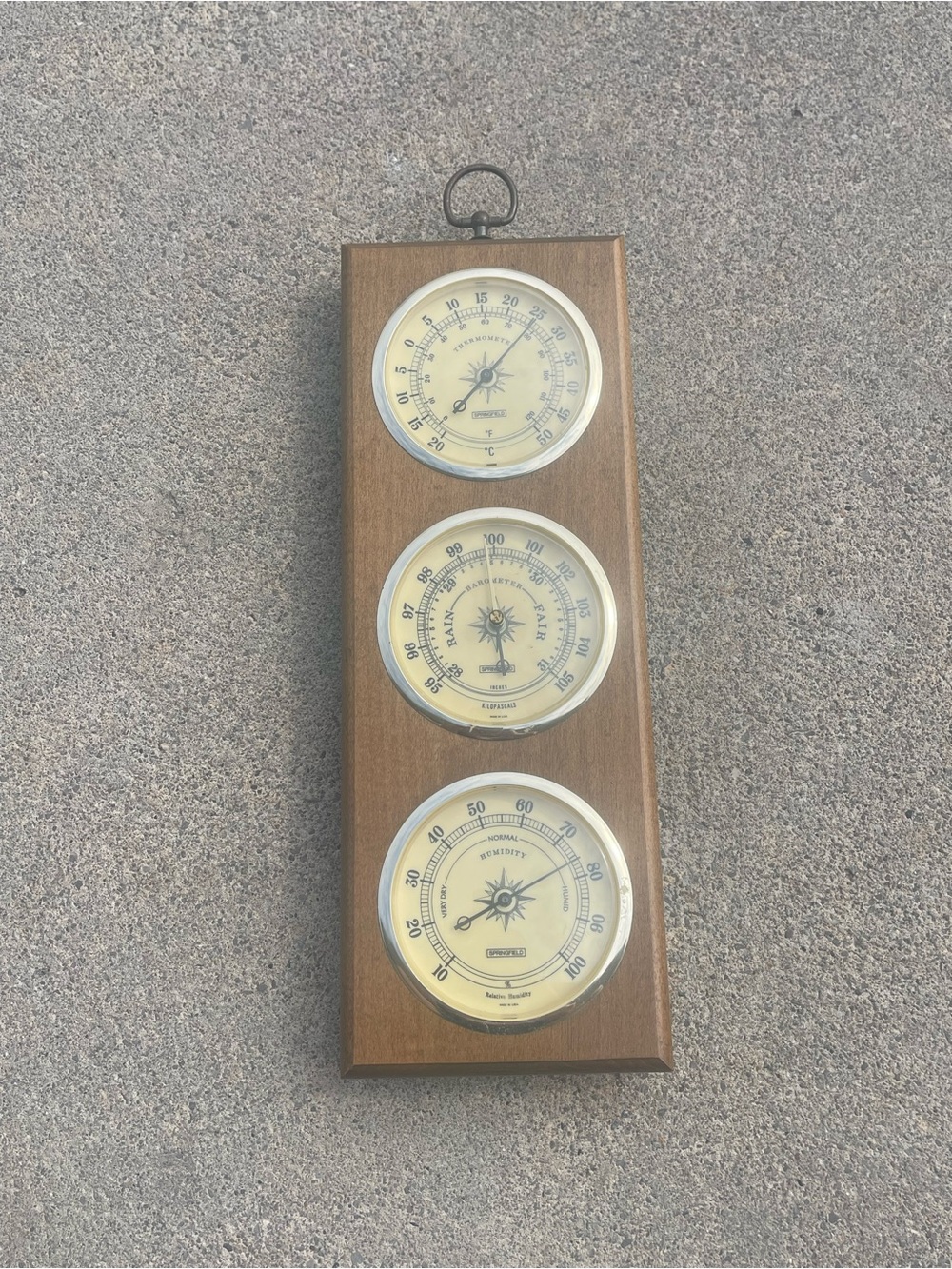 Classic Wood Wall Thermometer Barometer Hygrometer - Brown by Springfield